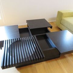 【極美品】CondeHouse カンディハウス バリンジャーEXP スライドテーブルCR Hタイプ 100×100 日本製 カンディハウス リビング 机 センターテーブル