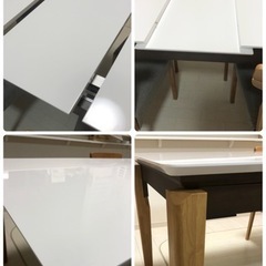 【美品】ダイニングテーブル 伸縮 スライドテーブル 4人掛け 6人掛け 150 190 伸縮式 食卓机 白 UV塗装