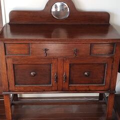 アンティーク調　チェスト　棚　鏡付き　