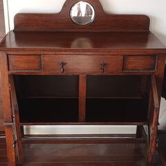 アンティーク調　チェスト　棚　鏡付き　