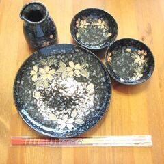 天ぷらセット（大皿2枚、小鉢5個、つゆ入れ1本、菜箸1膳）（未使用品）