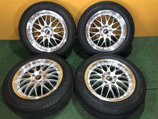No.808　ブリヂストン　BEO　メッシュホイール　17インチ　17×7J　5穴　PCD114.3　215/60R17　4本セット