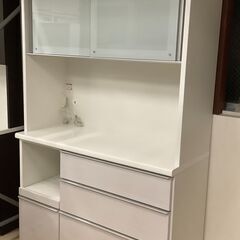 松田家具 レンジボード 食器棚 ハイタイプ 1180 エスタレンジ ホワイト