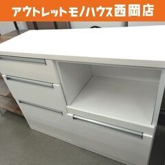 ミドルレンジボード エナメル 食器棚 幅105㎝ 高さ80㎝ 奥行き41.5㎝ 収納棚 キッチン収納 ホワイト 西岡店 ミドルレンジボード エナメル 食器棚 幅105㎝ 高さ80㎝ 奥行き41.5㎝ 収納