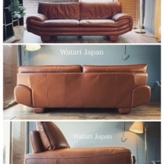 ☑️メル売約済　WatariJapan40万シンガポル輸入一流本革３人掛けソファー