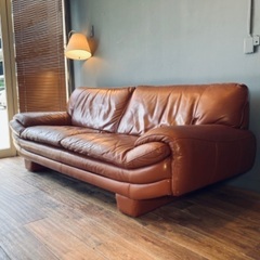 ☑️メル売約済　WatariJapan40万シンガポル輸入一流本革３人掛けソファー