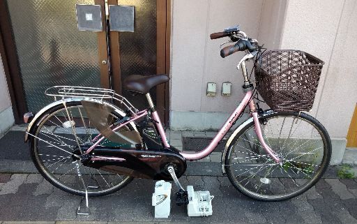 Panasonic [ViVi DX]26吋 電動アシスト自転車 5.0Ahバッテリー(2ヶ)+充電器+スペアキー2本付き/ローズ