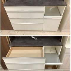 Pamouna/パモウナ レンジボード 食器棚 0082501 ブラック×ホワイト ブルーモーション【ユーズドユーズ名古屋天白店】J1731