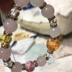 天然オニキス龍×ピンク水晶龍×水晶×シリトン×ピンクローズ等