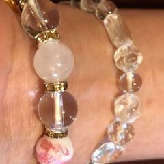 天然オニキス龍×ピンク水晶龍×水晶×シリトン×ピンクローズ等