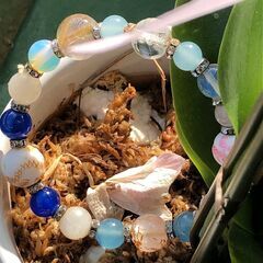 天然オニキス金龍×オニキスピンク龍×水晶龍×水晶ブルー×ピンクローズ等