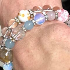 天然オニキス金龍×オニキスピンク龍×水晶龍×水晶ブルー×ピンクローズ等