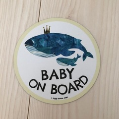 車用ステッカー　Baby on Board「クジラの親子」