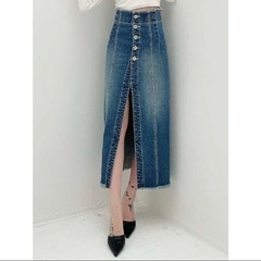 GYDA FRONT SLIT DENIM LONG SK LI...