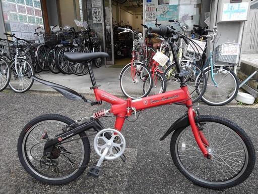 中古自転車２００８　前後タイヤ新品！　ランボルギーニ　折り畳み　２０インチ　６段ギヤ　リヤサスペンション　ワイヤー錠　ライトは付属しておりません 中古自転車2008 前後タイヤ新品！ ランボルギーニ 折り畳み 20