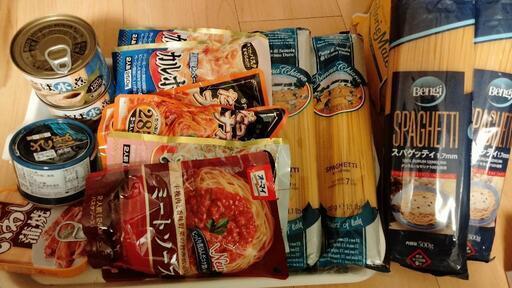 【食品大量】パスタ5袋・ソース・鯖缶・蒲焼