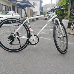 site.g クロスバイク ブルホーンハンドル 美品 480mm シマノ7速 ホワイト