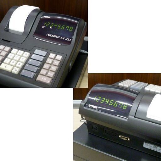 基本動作確認済み TOWA レジスタ PROSPER AX-100 レシート・領収書発行 店舗什器 初期化済み ドロア付 苫小牧西店
