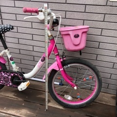 ピンク色女の子用自転車18インチ