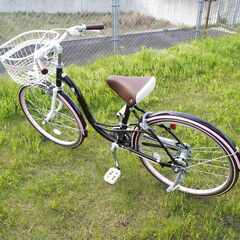 【美品】 女の子向け自転車　22インチ　内装式３段ギア　ブラウン／ピンク