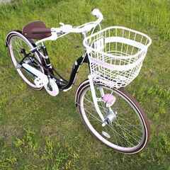 【美品】 女の子向け自転車　22インチ　内装式３段ギア　ブラウン／ピンク