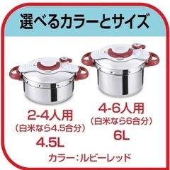 ティファール　クリプソ ミニット イージー ルビーレッド 6L