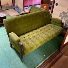 深い緑のソファ　美品