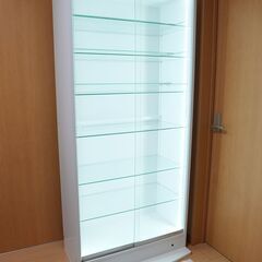 LED照明付きコレクションケース②引き戸タイプ　追加棚板付き　フィギュアケース　ショーケース　ディスプレイケース 飾り棚 収納