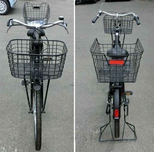 自転車 26インチ アサヒ モワティエ 黒 3段変速 前/後カゴ付き
