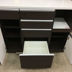 J1047 ニトリ キッチンカウンター レンジ台 クリスナ 120CT DBR ダーク 