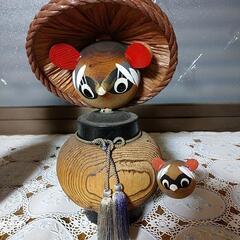 昭和  レトロ  木製たぬき人形