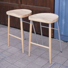柏木工 ナチュラルウッド カウンターチェア バースツール 2脚セット