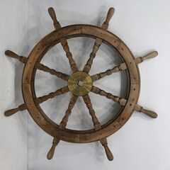 22H079 ジB　アンティーク 木製 舵輪 オブジェ 飾り 船の舵
