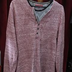 ★完売★☆USED☆　MEN'S　ボルドー×ストライプ・ロングT...