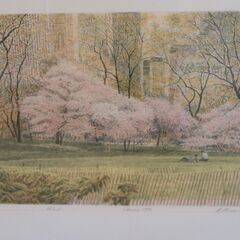 ハロルド・アルトマン「ニューヨークセントラルパーク春」リトグラフ 版画 サイン入り 額装