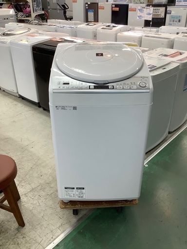 安心の1年保証付！！ SHARP　8.0kg縦型洗濯乾燥機　ES-TX8D-W  2020年製