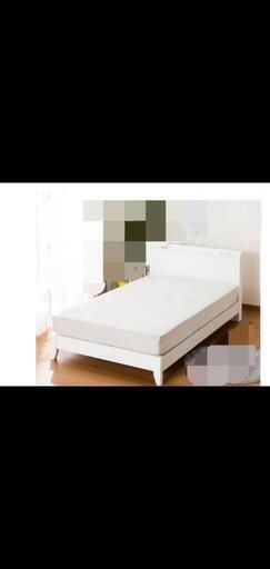 ヘッドボード付きダブルベッド(ホワイト)\u0026ポケットコイルが入ったN Sleepのマットレス