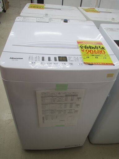 ＩＤ：Ｇ981918　ハイセンス　全自動洗濯機４．５ｋ