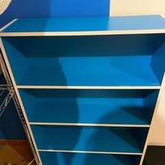 4段棚 文庫本収納ラック 本棚カラーボックス ブルー 