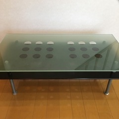 【ネット決済】サークル模様ガラスローテーブル　