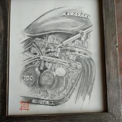 鉛筆画 バイク KAWASAKI