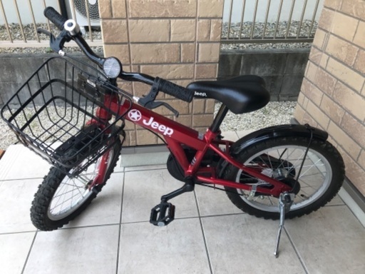 自転車　子供　16インチ　補助輪あり　ジープ　赤色　中古