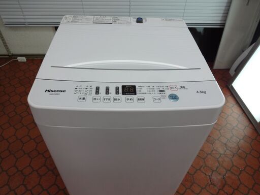 ID 018624　洗濯機　ハイセンス　4.5K　２０１９年製　HW-E4503
