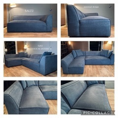 ☑️メル売約済　ニトリ7.2万SALT2アンティークブルーコーナーカウチソファー
