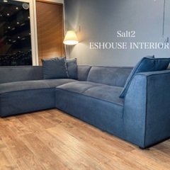 ☑️メル売約済　ニトリ7.2万SALT2アンティークブルーコーナーカウチソファー