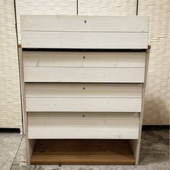 売約済み】カントリー シェルフ 棚 収納 木製 フラット扉 オフホワイト 