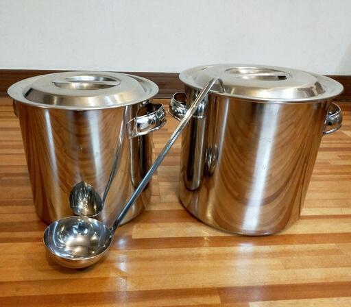 【美品値下☆調理器具①】寸胴　2サイズ ＆レードル　ステンレス製