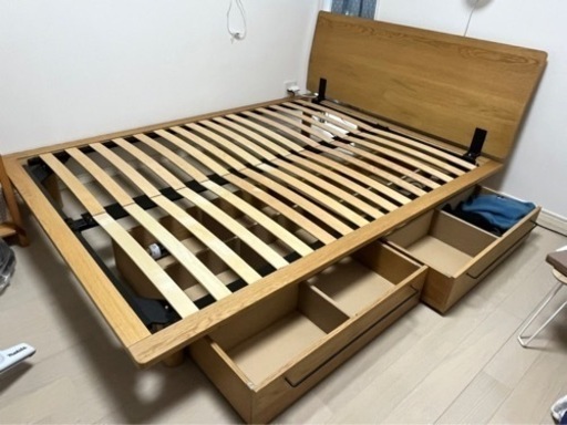 【沖縄県の方限定】無印良品ベッドフレーム ダブルサイズ＋ベッド下収納2つ付き
