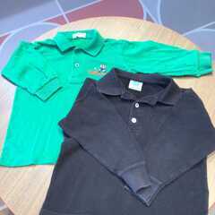 長袖ポロシャツ　黒100cm ・緑90cm