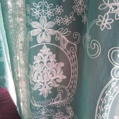 【ネット決済・配送可】レースカーテン遮光カーテン2枚刺繍かわいい
